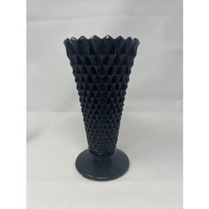 VINTAGE IMPERIAL BLACK AMETHYST GLASS DIAMOND POINT VASE